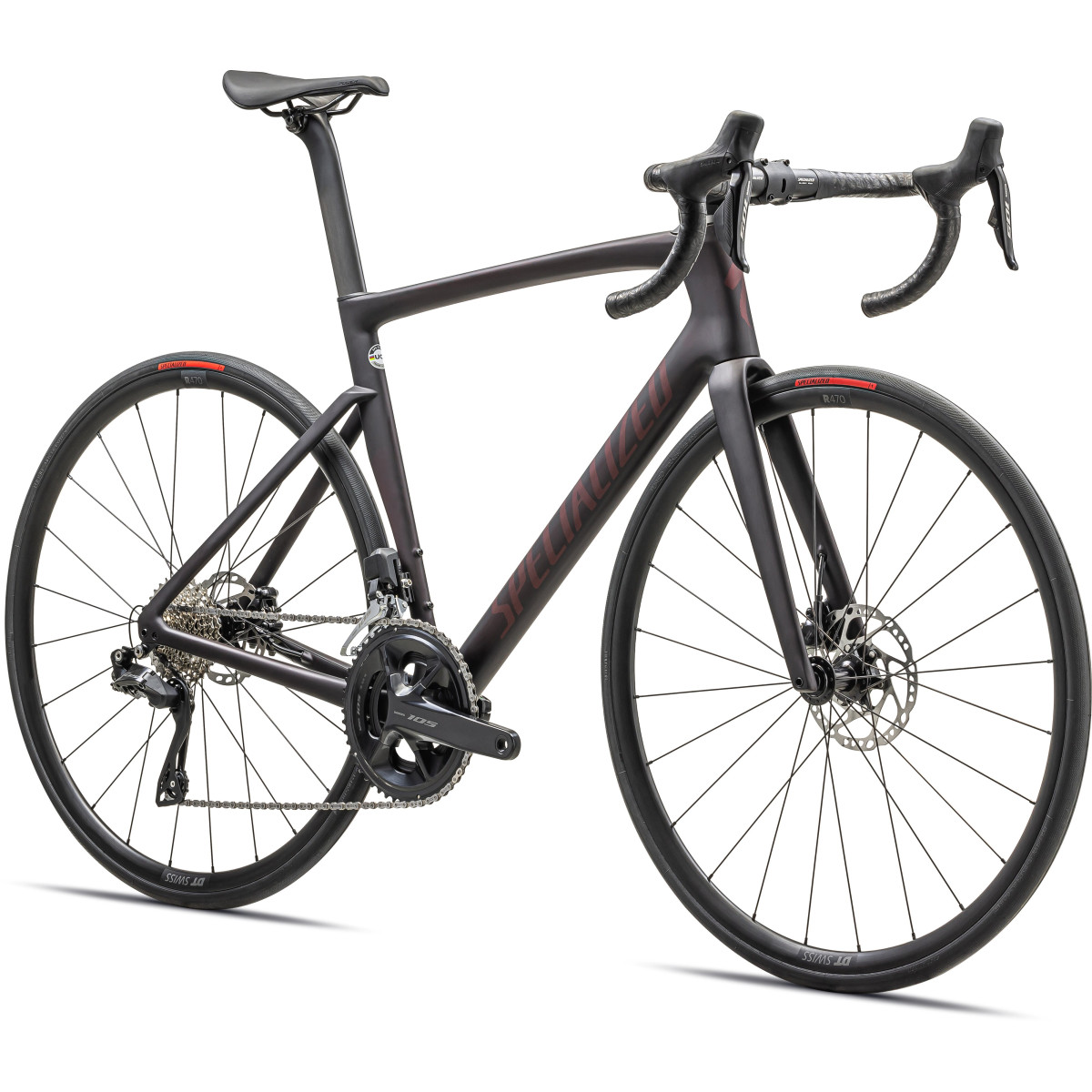 Specialized Tarmac SL7 Comp velosipēds | Satīna sarkans tonis virs oglekļa krāsas