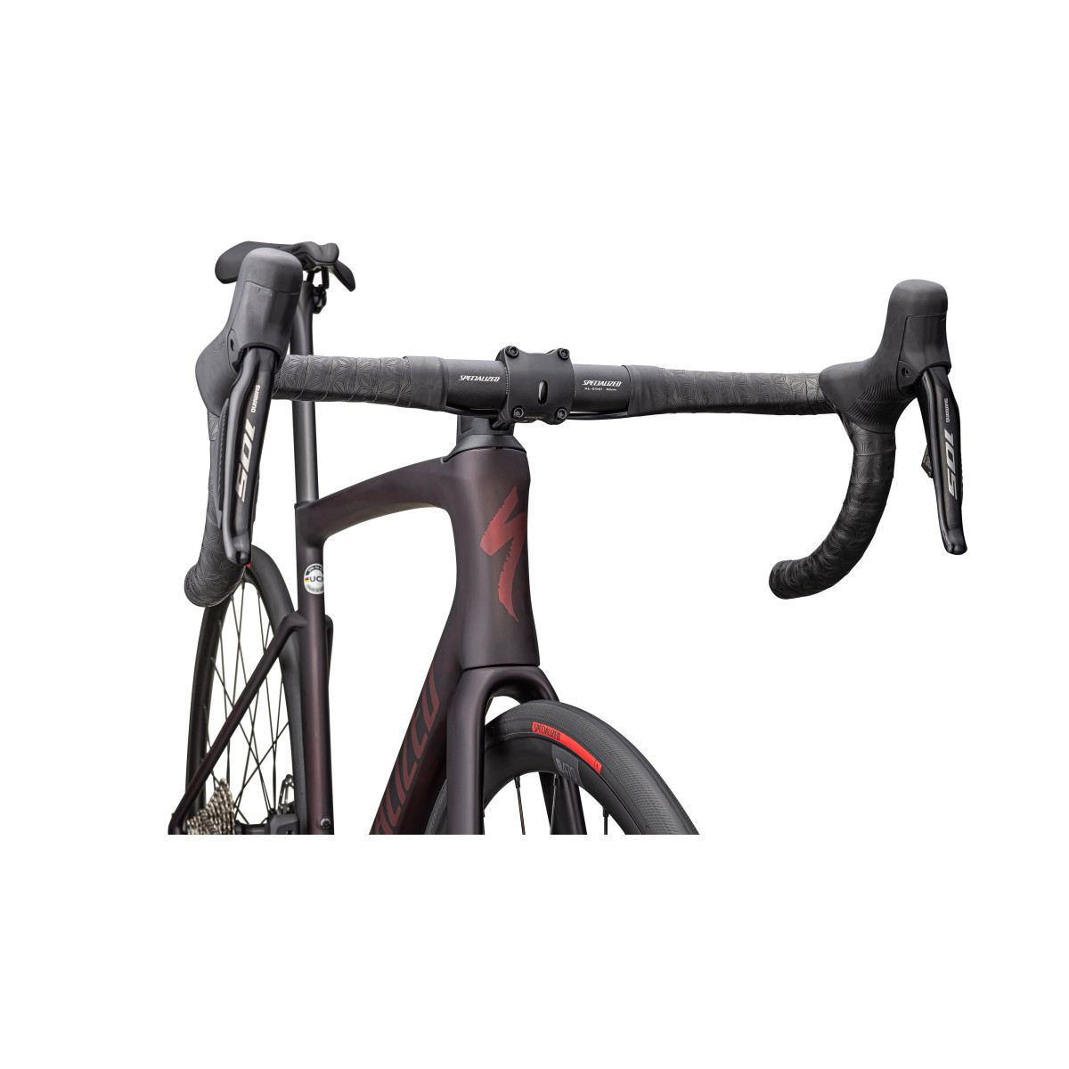 Specialized Tarmac SL7 Comp velosipēds | Satīna sarkans tonis virs oglekļa krāsas