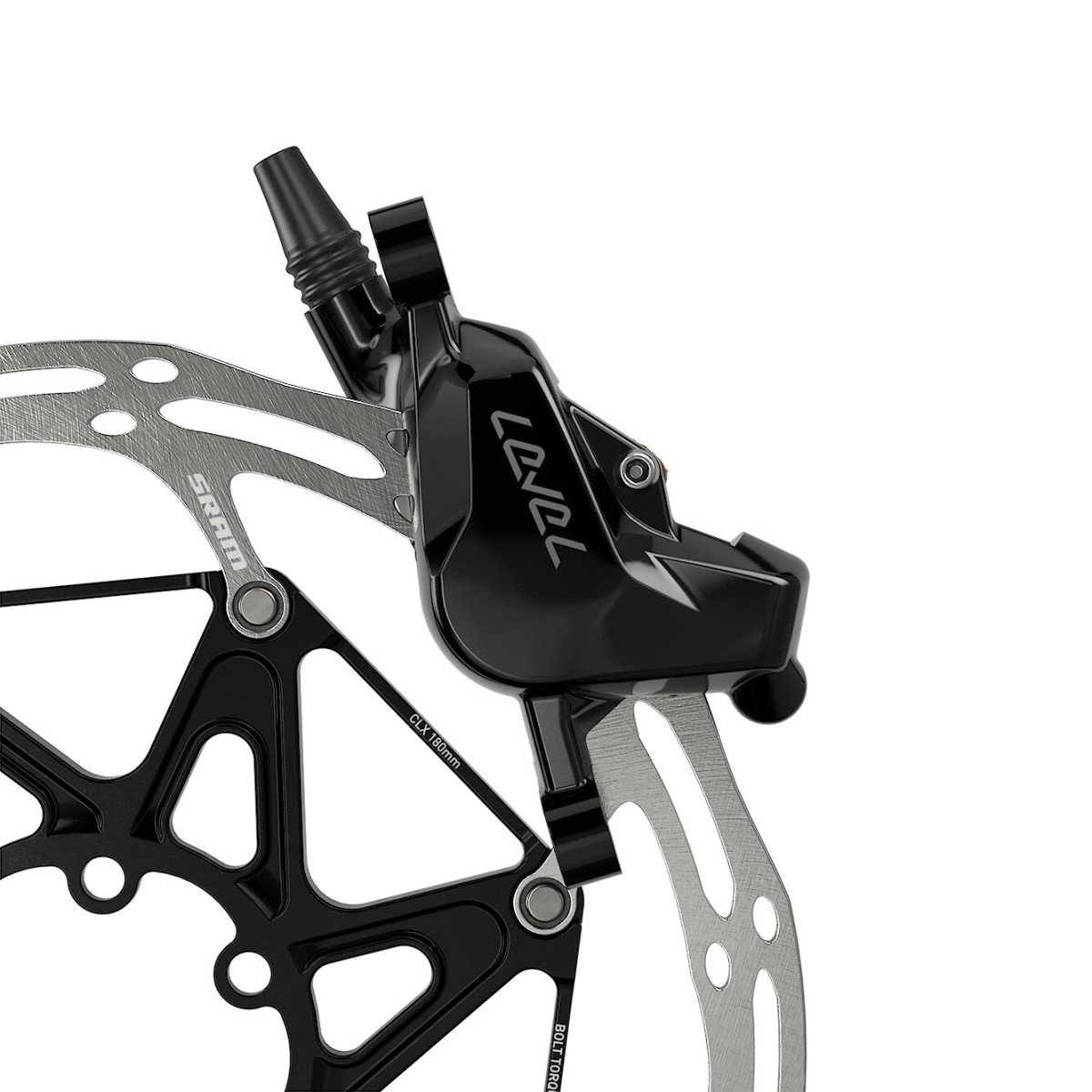 SRAM Level Silver Stealth 2-kolbiline hüdrauliline ketaspidurikang koos sangaga | Vasakpoolne | Esikülg