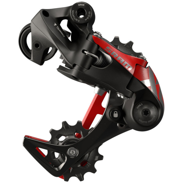 SRAM X01 DH X-HORIZON™ tagumine käiguvahetaja - Medium Cage | 7-käiguline | Must - punane