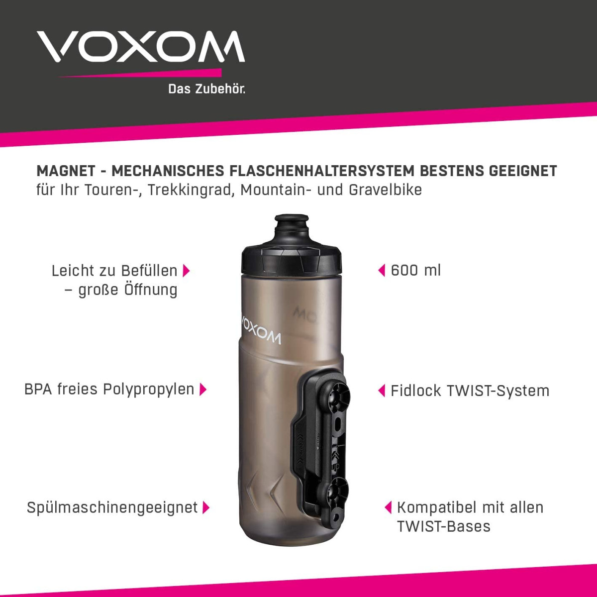 Voxom Fidlock Twist F5 pudelihoidja koos pudeliga